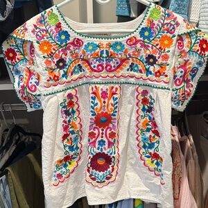 Women's White Embroidered Blouse
